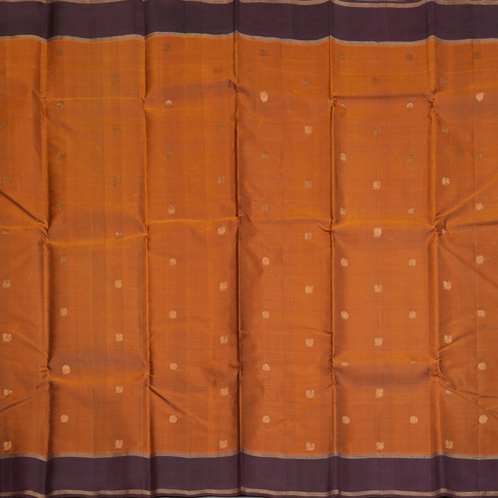 Hayagrivas Handloom Rust Orange Kanjivaram Silk Saree with Plum Purple Border KBF257E30-3
