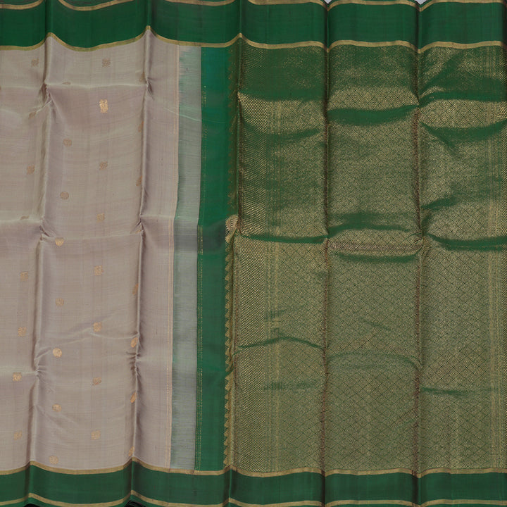Hayagrivas Handloom Royal Grey Kanjivaram Silk Saree with Bottle Green Border KBF257E30-4