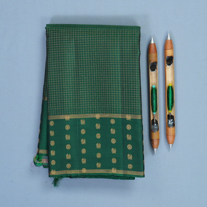 Hayagrivas Handloom Bottle Green Kanjivaram Silk Saree KBF257E32-2