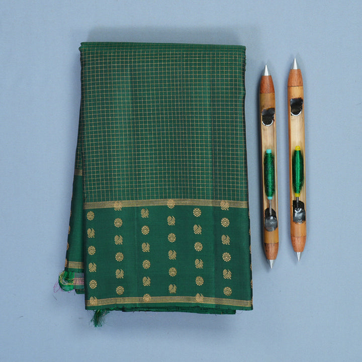 Hayagrivas Handloom Bottle Green Kanjivaram Silk Saree KBF257E32-2