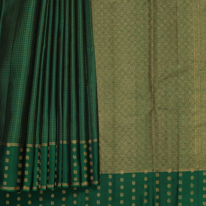 Hayagrivas Handloom Bottle Green Kanjivaram Silk Saree KBF257E32-2