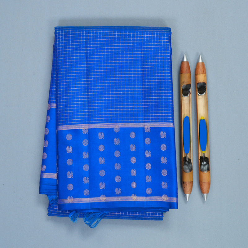 Hayagrivas Handloom MS Blue Kanjivaram Silk Saree KBF257E32-5