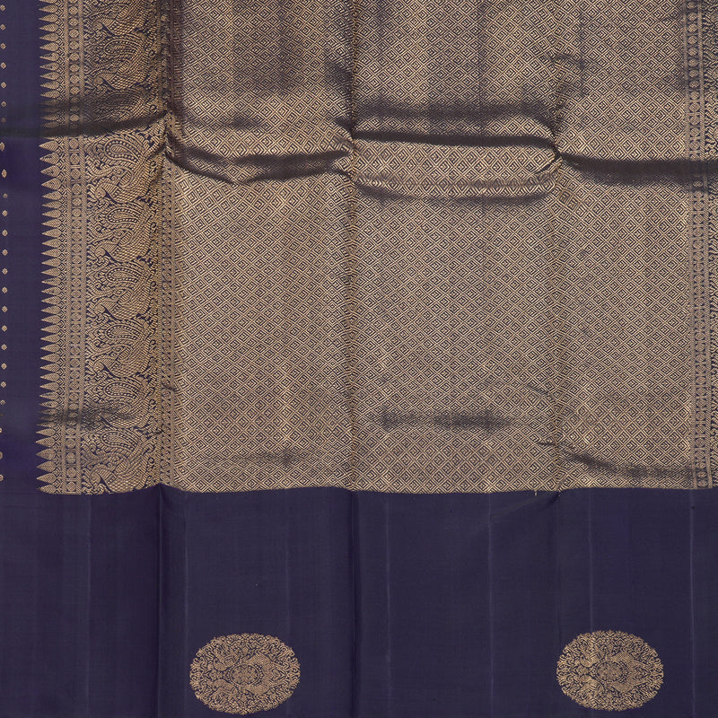 Hayagrivas Handloom Midnight Blue Kanjivaram Silk Saree KBF257E34-2