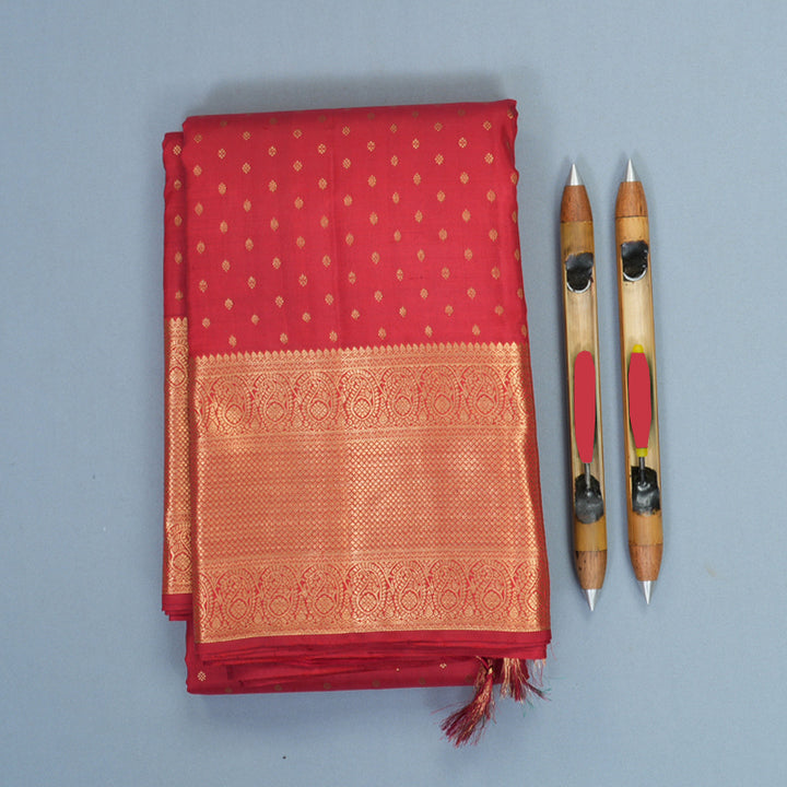 Hayagrivas Handloom Red Kanjivaram Silk Saree KBF257E36-11
