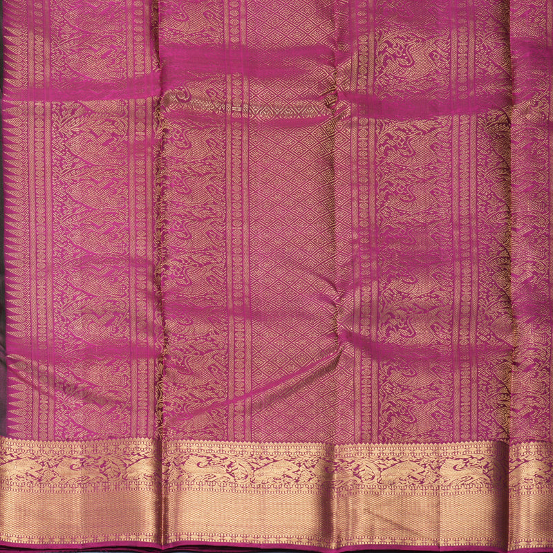Hayagrivas Handloom Bottle Green Kanjivaram Silk Saree with Purple Border KBF257E36-16