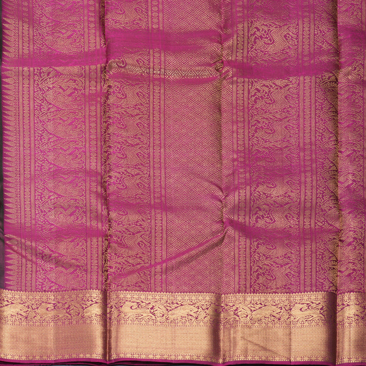 Hayagrivas Handloom Bottle Green Kanjivaram Silk Saree with Purple Border KBF257E36-16