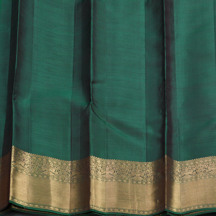 Hayagrivas Handloom Grey Kanjivaram Silk Saree with Bottle Green Border KBF257E4-1