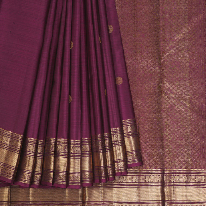 Hayagrivas Handloom Wine Magenta Kanjivaram Silk Saree KBF257E5-1