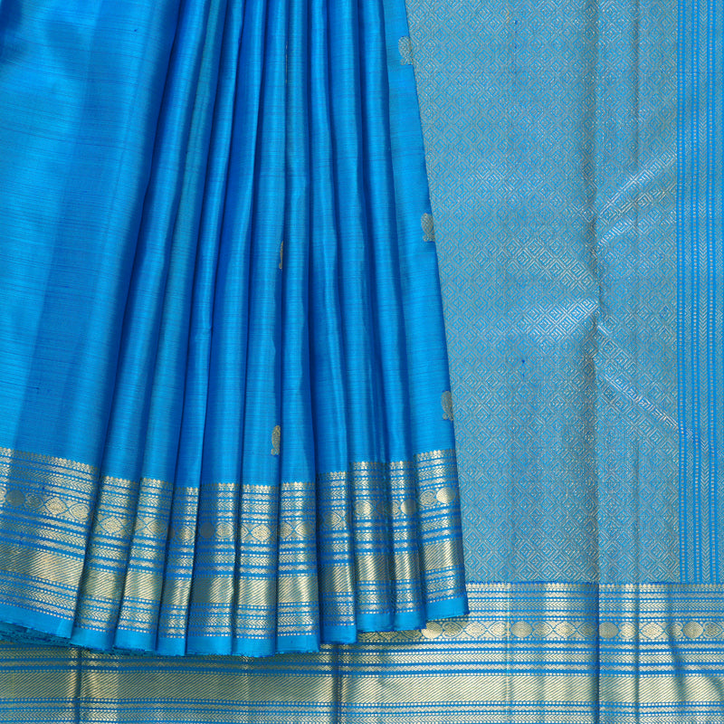 Hayagrivas Handloom Ananda Blue Kanjivaram Silk Saree KBF257E5-3