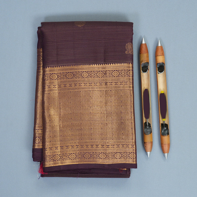 Hayagrivas Handloom Deep Violet Kanjivaram Silk Saree KBF257E7-3