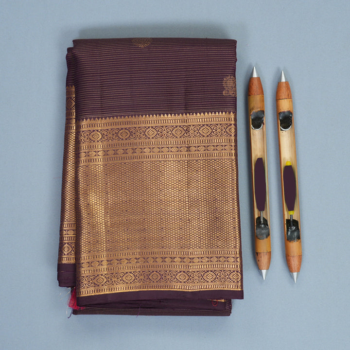 Hayagrivas Handloom Deep Violet Kanjivaram Silk Saree KBF257E7-3