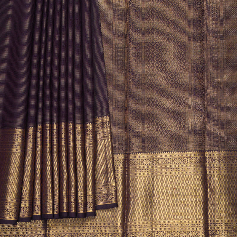 Hayagrivas Handloom Deep Violet Kanjivaram Silk Saree KBF257E7-3