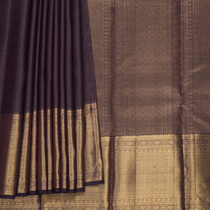 Hayagrivas Handloom Deep Violet Kanjivaram Silk Saree KBF257E7-3
