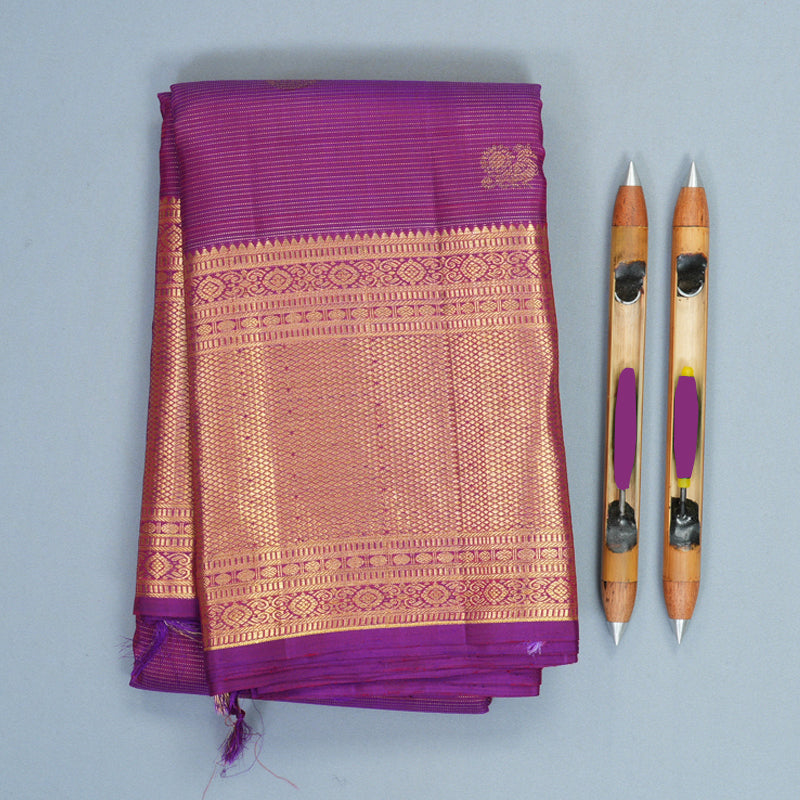 Hayagrivas Handloom Purple Kanjivaram Silk Saree KBF257E7-4