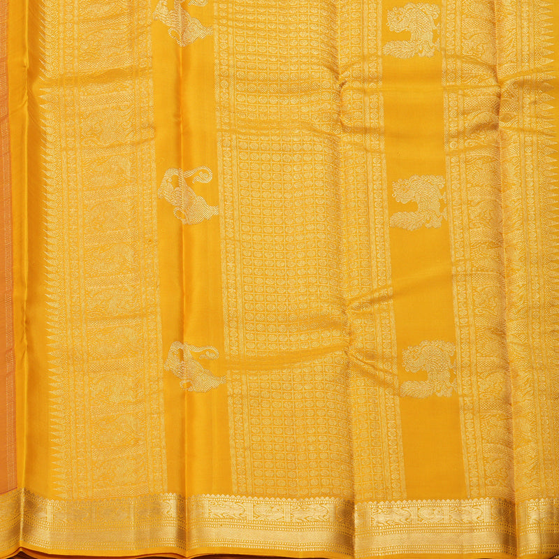 Hayagrivas Handloom Wine Maroon Kanjivaram Silk Saree with Turmeric Yellow Border KBF257E9-1