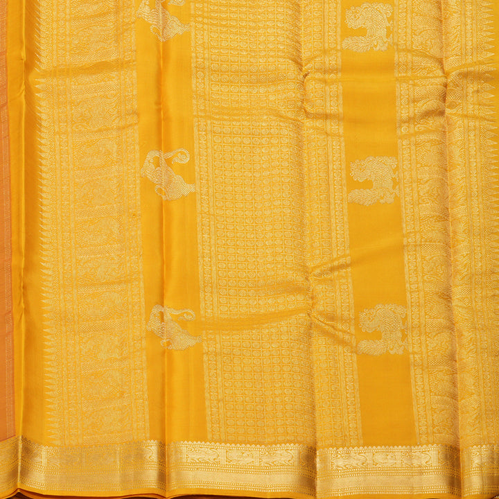 Hayagrivas Handloom Wine Maroon Kanjivaram Silk Saree with Turmeric Yellow Border KBF257E9-1