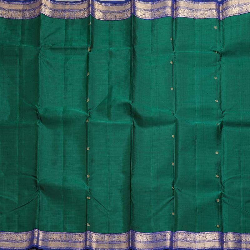 Hayagrivas Handloom Emerald Green Kanjivaram Silk Saree with MS Blue Border KBF257E9-2