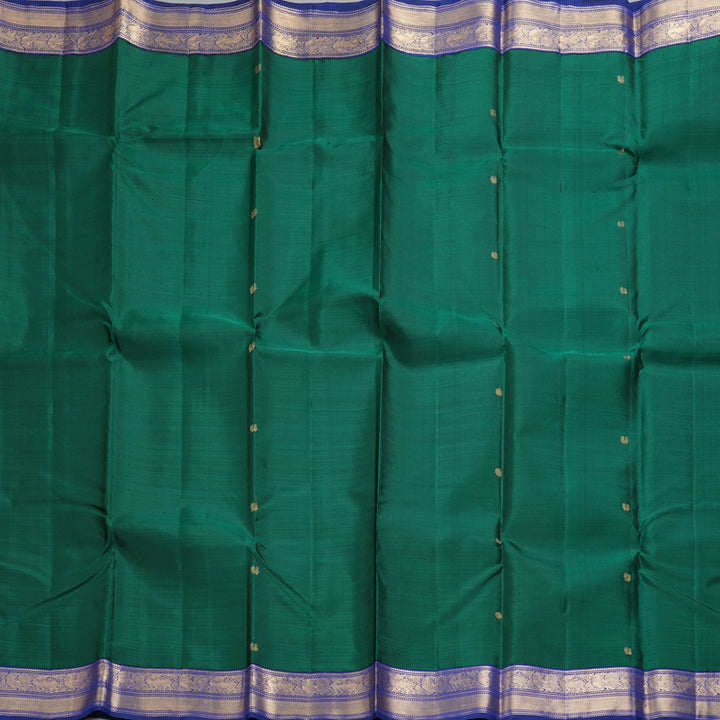 Hayagrivas Handloom Emerald Green Kanjivaram Silk Saree with MS Blue Border KBF257E9-2