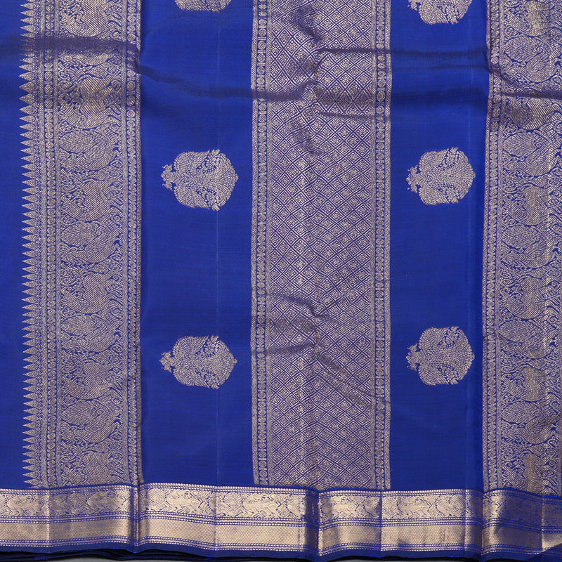 Hayagrivas Handloom Emerald Green Kanjivaram Silk Saree with MS Blue Border KBF257E9-2