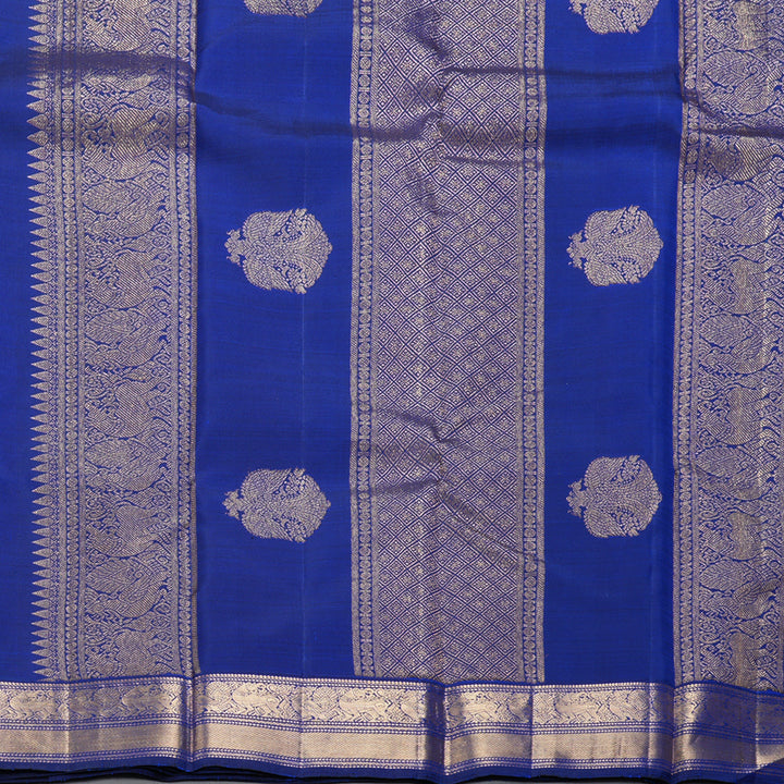 Hayagrivas Handloom Emerald Green Kanjivaram Silk Saree with MS Blue Border KBF257E9-2