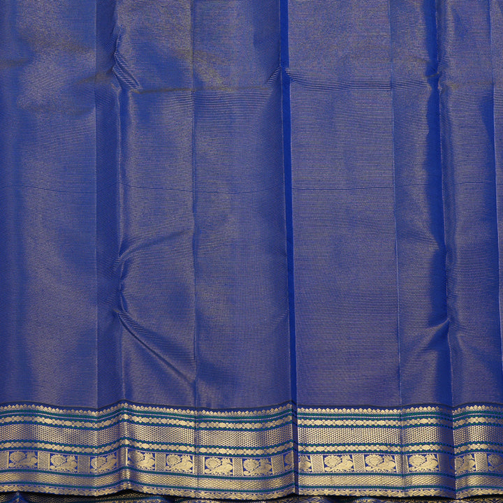 Hayagrivas Handloom Orangish-Pink Kanjivaram Silk Saree with Royal Blue Border KBF258E1-2