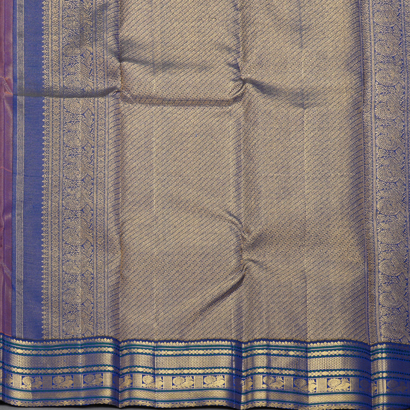 Hayagrivas Handloom Orangish-Pink Kanjivaram Silk Saree with Royal Blue Border KBF258E1-2