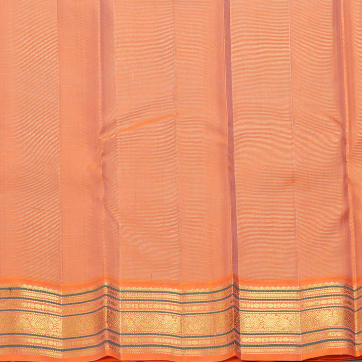 Hayagrivas Handloom Dark Brown Kanjivaram Silk Saree with Orange Border KBF258E1-3