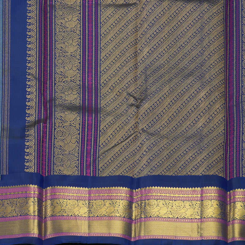 Hayagrivas Handloom Pista Green Kanjivaram Silk Saree with Ink Blue Border KBF258E4-5
