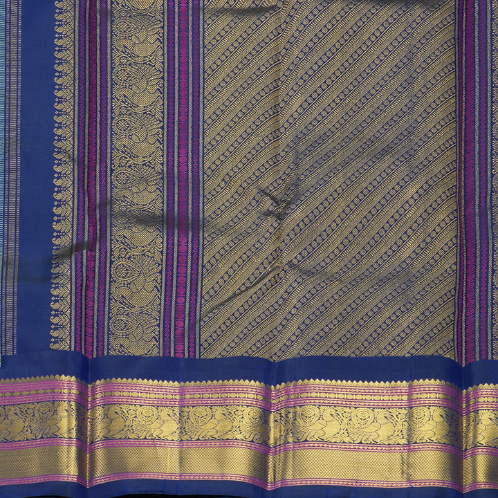 Hayagrivas Handloom Pista Green Kanjivaram Silk Saree with Ink Blue Border KBF258E4-5