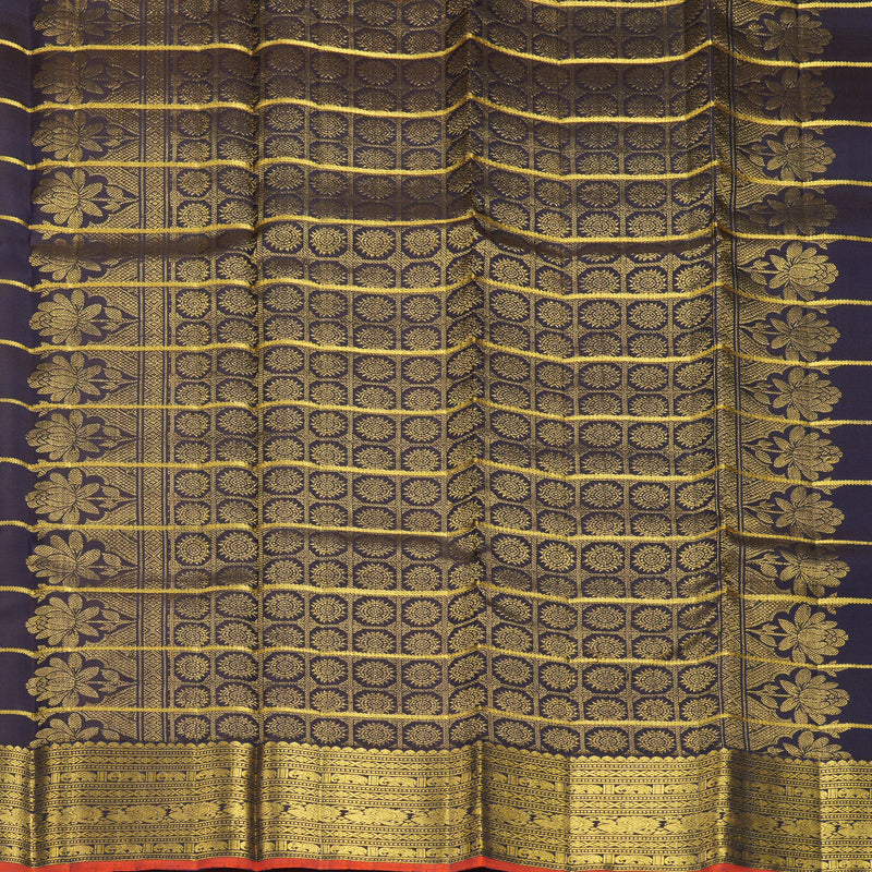 Hayagrivas Handloom Midnight Blue Kanjivaram Silk Saree KBF25D7-11