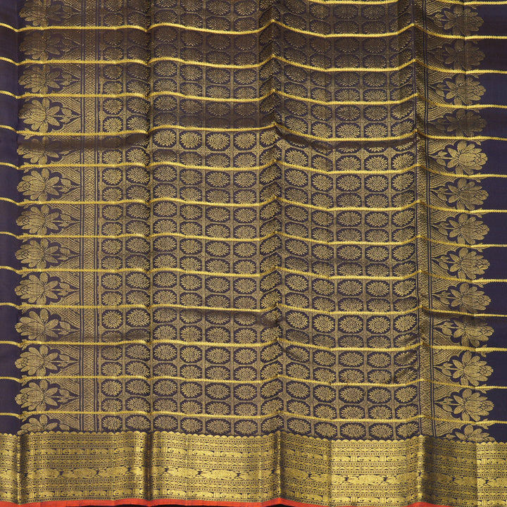 Hayagrivas Handloom Midnight Blue Kanjivaram Silk Saree KBF25D7-11