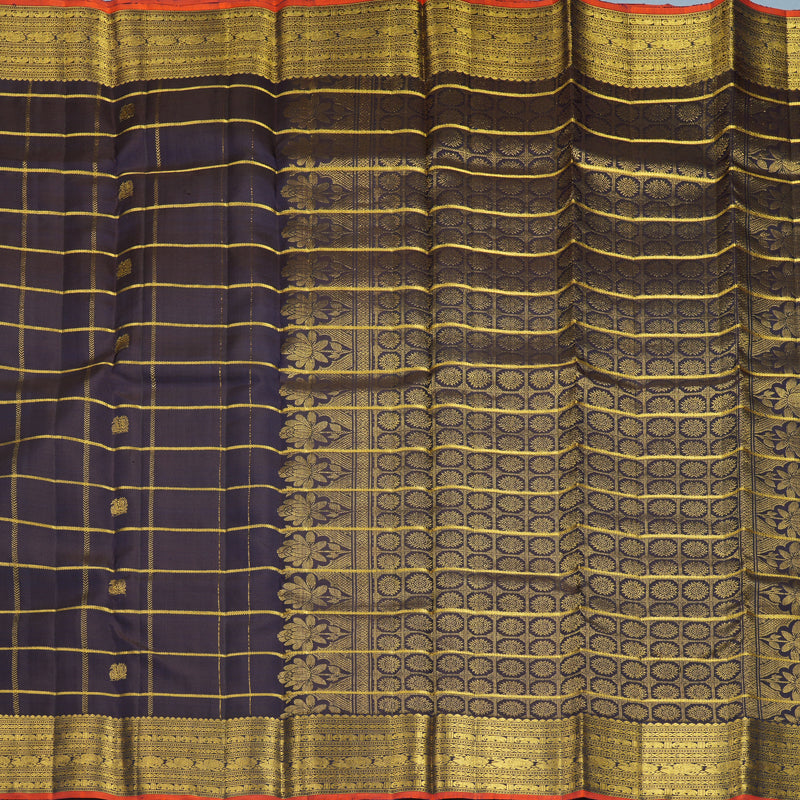 Hayagrivas Handloom Midnight Blue Kanjivaram Silk Saree KBF25D7-11