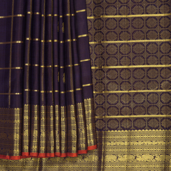 Hayagrivas Handloom Midnight Blue Kanjivaram Silk Saree KBF25D7-11