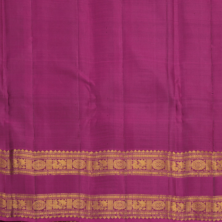 Hayagrivas Handloom Bottle Green Kanjivaram Silk Saree with Magenta Border KBF25D7-6