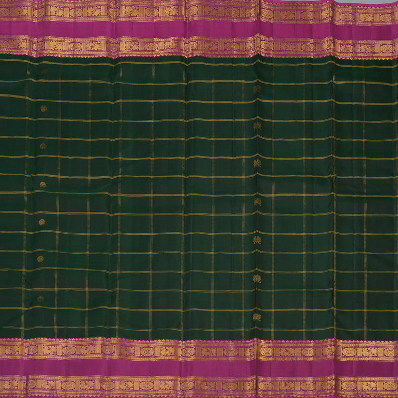Hayagrivas Handloom Bottle Green Kanjivaram Silk Saree with Magenta Border KBF25D7-6