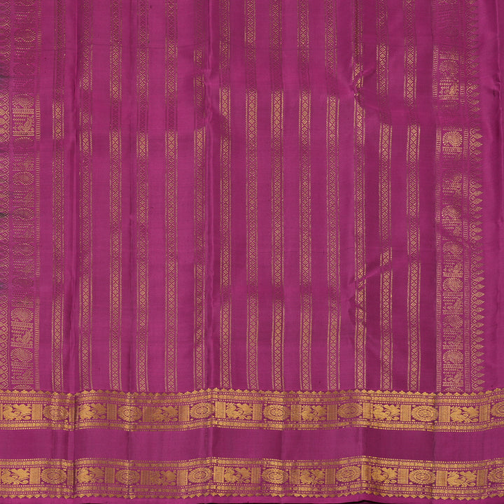 Hayagrivas Handloom Bottle Green Kanjivaram Silk Saree with Magenta Border KBF25D7-6