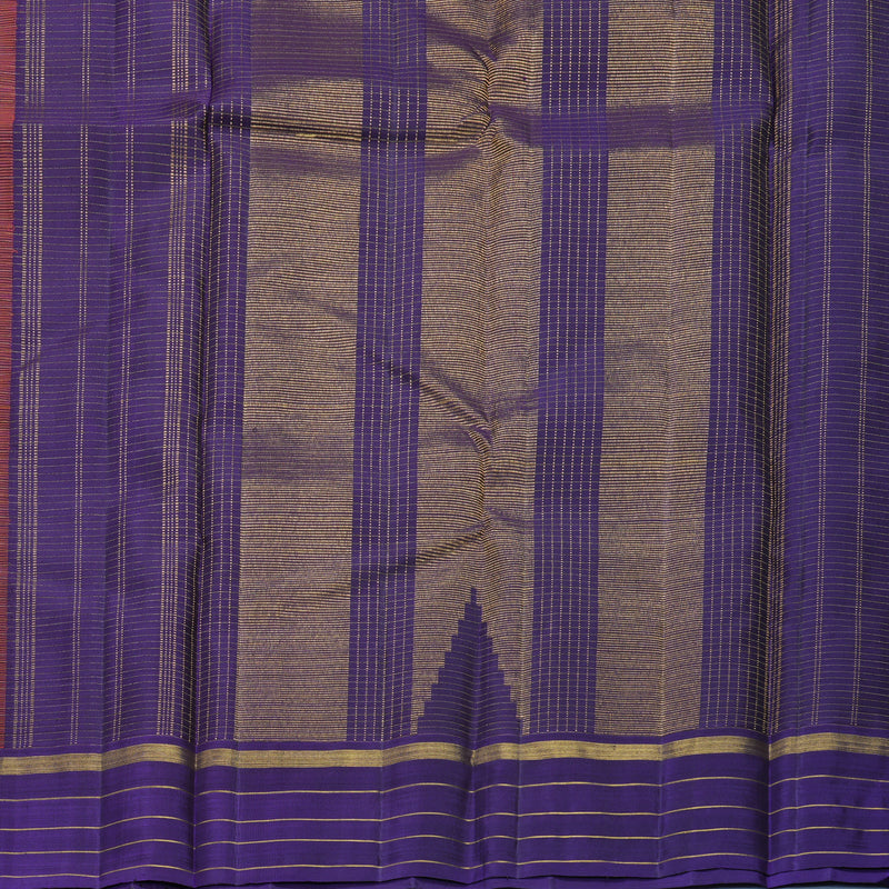 Hayagrivas Handloom Rust Orange Kanjivaram Silk Saree with Purple Border KBF260E1-4