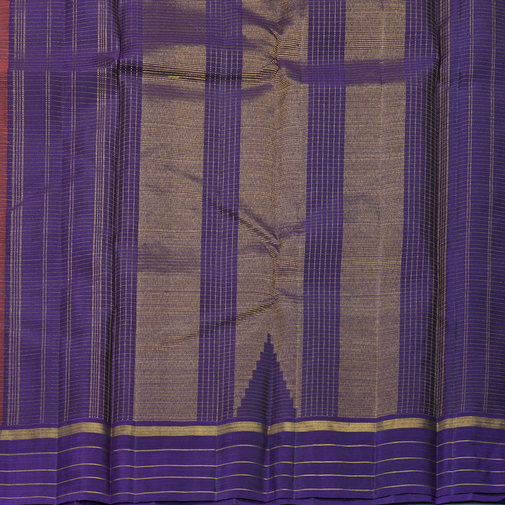 Hayagrivas Handloom Rust Orange Kanjivaram Silk Saree with Purple Border KBF260E1-4