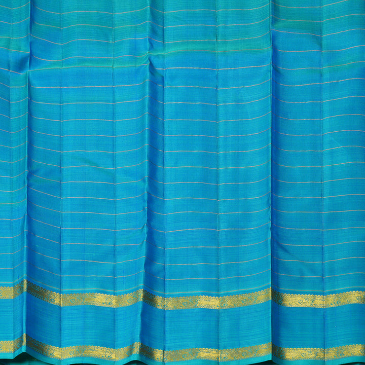 Hayagrivas Handloom Anandha Blue Kanjivaram Silk Saree with Sky Blue Border KBF260E3-1