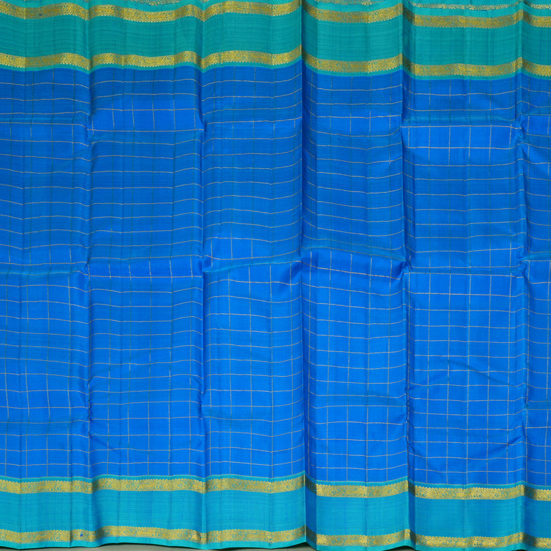 Hayagrivas Handloom Anandha Blue Kanjivaram Silk Saree with Sky Blue Border KBF260E3-1