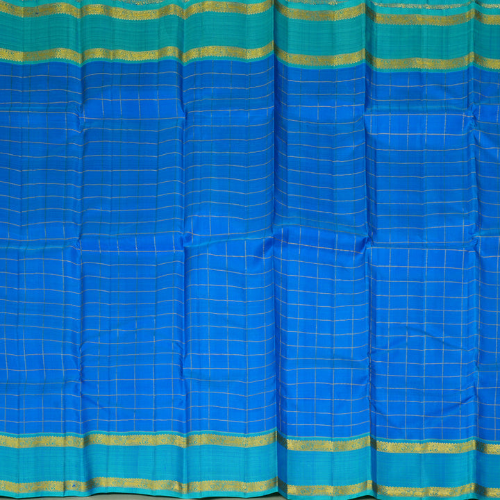 Hayagrivas Handloom Anandha Blue Kanjivaram Silk Saree with Sky Blue Border KBF260E3-1