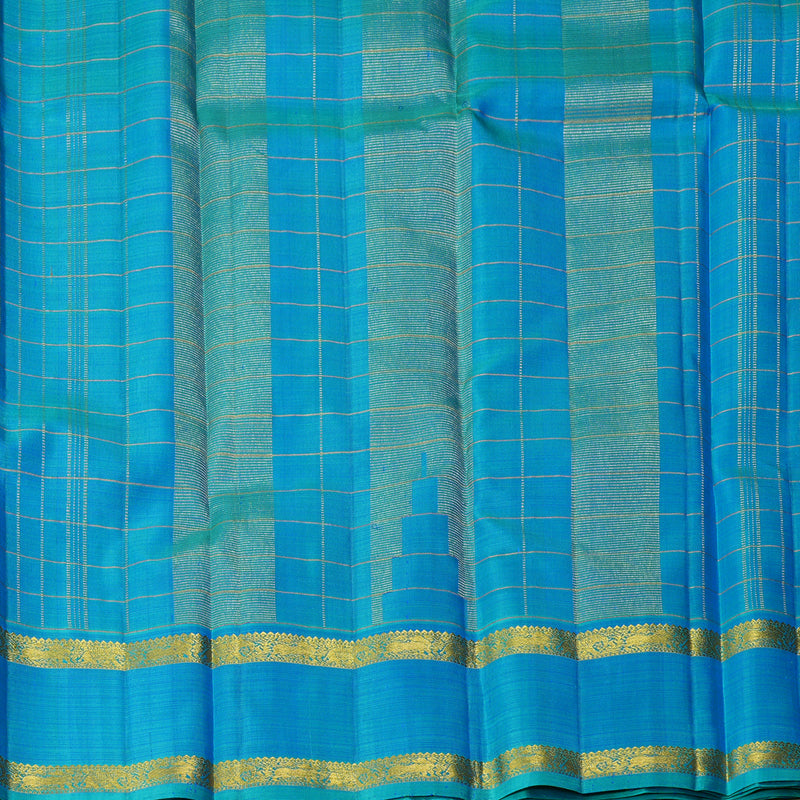 Hayagrivas Handloom Anandha Blue Kanjivaram Silk Saree with Sky Blue Border KBF260E3-1