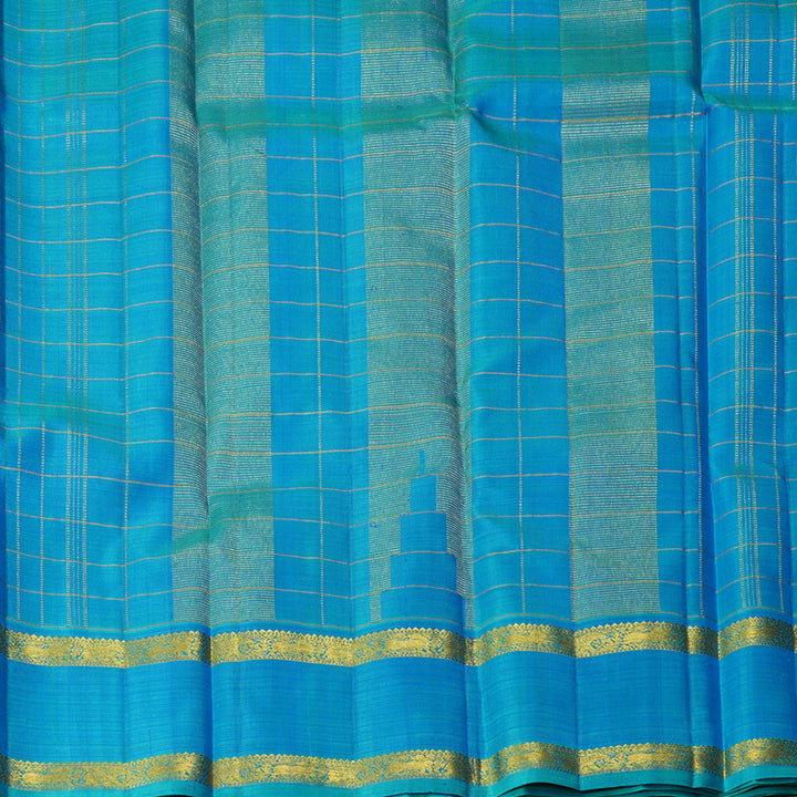 Hayagrivas Handloom Anandha Blue Kanjivaram Silk Saree with Sky Blue Border KBF260E3-1