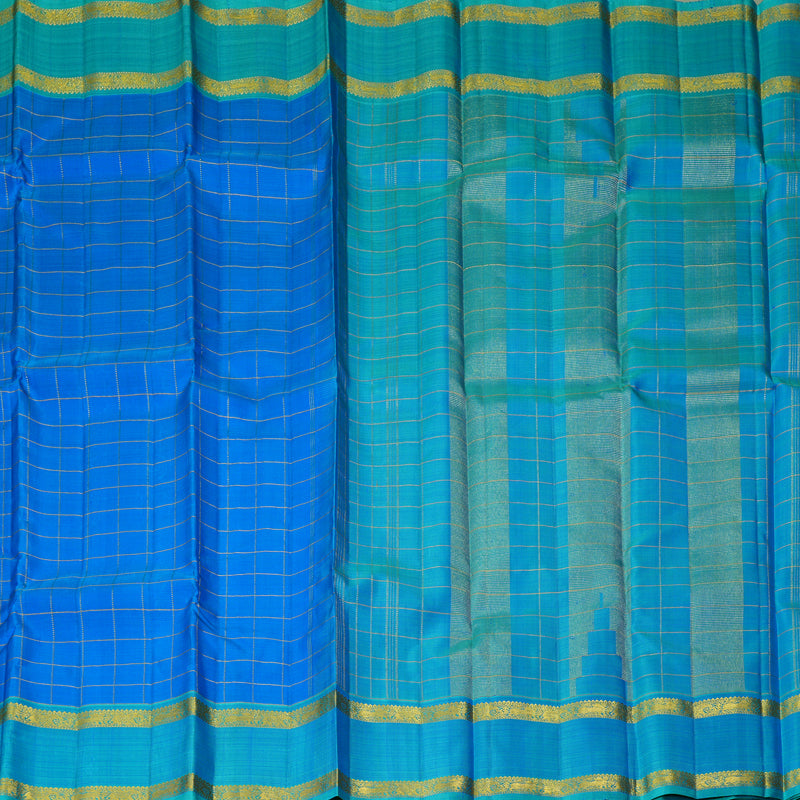 Hayagrivas Handloom Anandha Blue Kanjivaram Silk Saree with Sky Blue Border KBF260E3-1