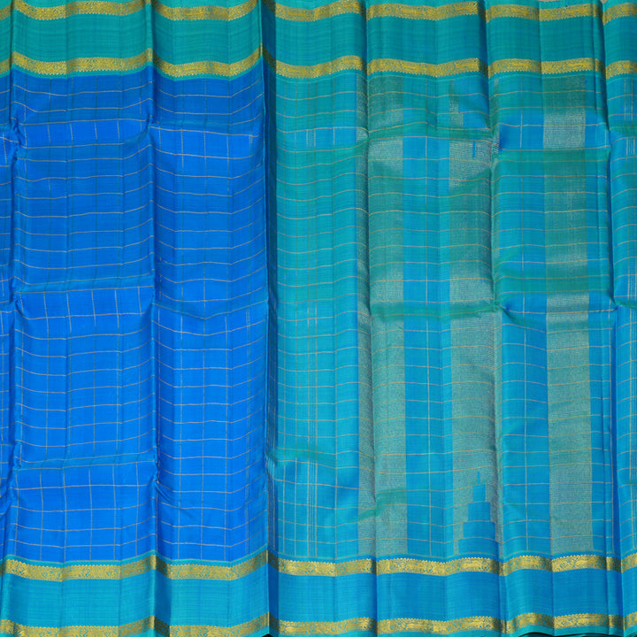 Hayagrivas Handloom Anandha Blue Kanjivaram Silk Saree with Sky Blue Border KBF260E3-1
