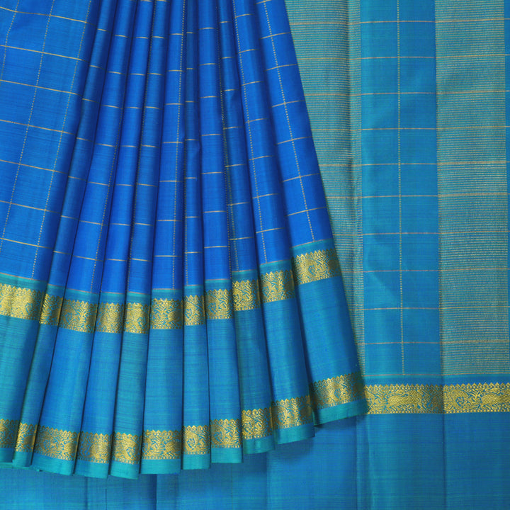Hayagrivas Handloom Anandha Blue Kanjivaram Silk Saree with Sky Blue Border KBF260E3-1