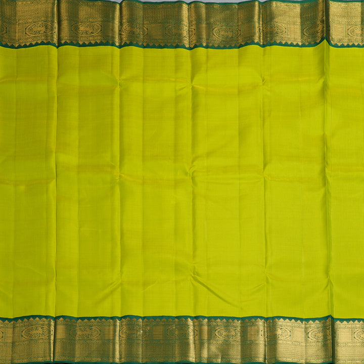 Hayagrivas Handloom Lime Green Kanjivaram Silk Saree with Bottle Green Border KBF262E2-1