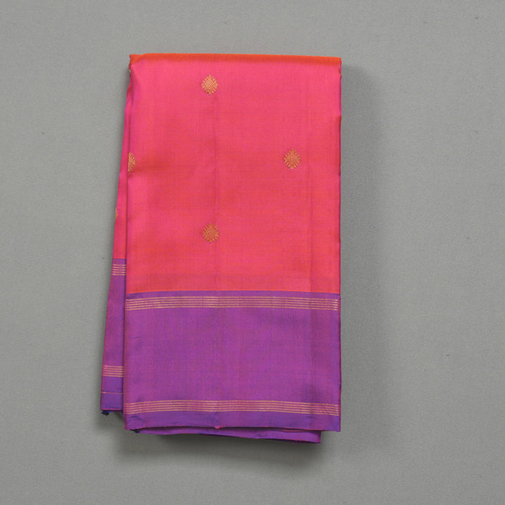 Hayagrivas Handloom Pink Kanjivaram Silk Saree with Purple Border KBF264E1-1