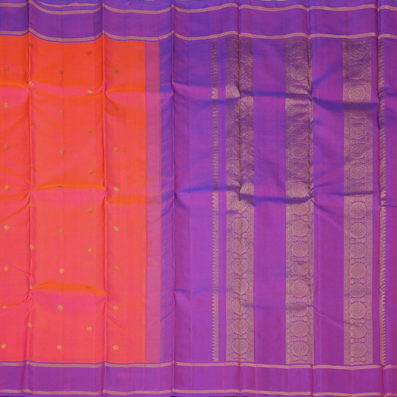 Hayagrivas Handloom Pink Kanjivaram Silk Saree with Purple Border KBF264E1-1
