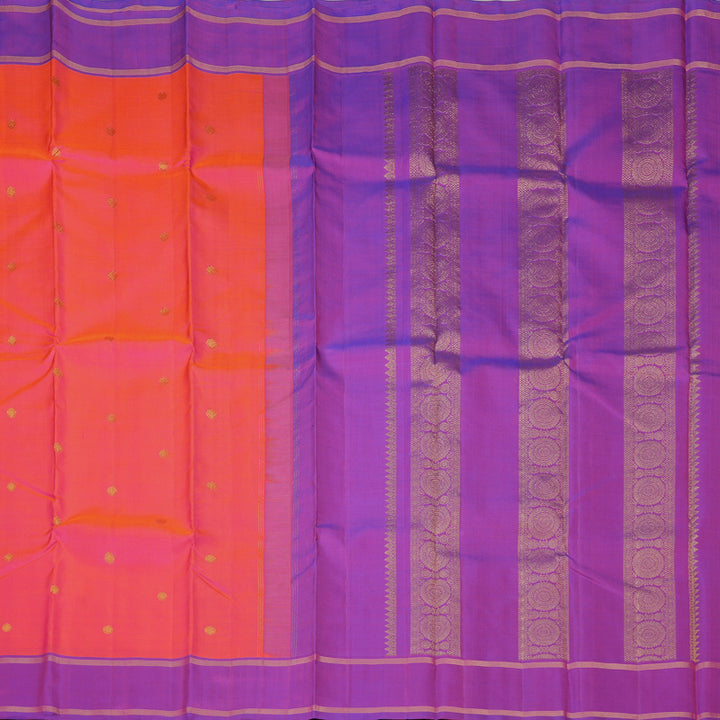 Hayagrivas Handloom Pink Kanjivaram Silk Saree with Purple Border KBF264E1-1